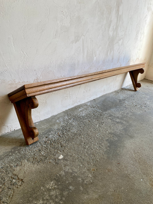 Antique English Oak Shelf with Swirled Brackets