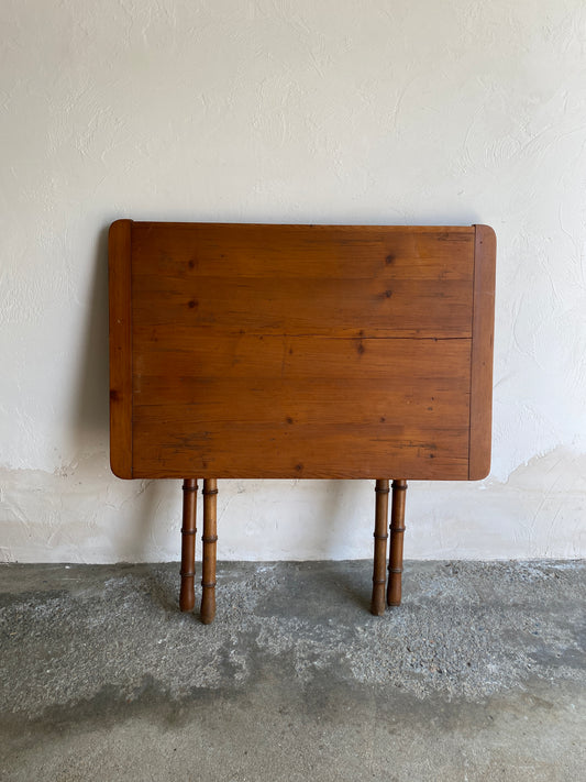 Antique French Faux Bamboo Folding Table with Pine Top