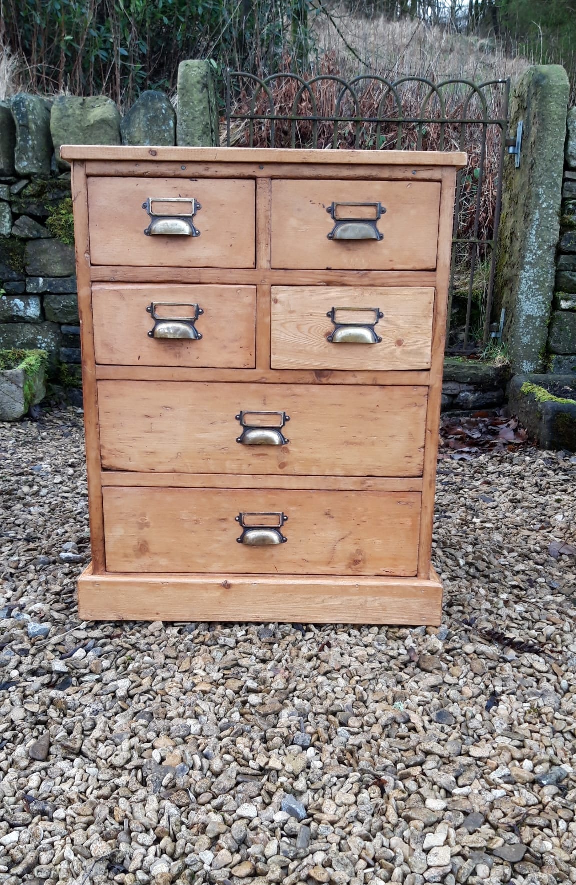 Antique Pine English Bank of Drawers c. 1890