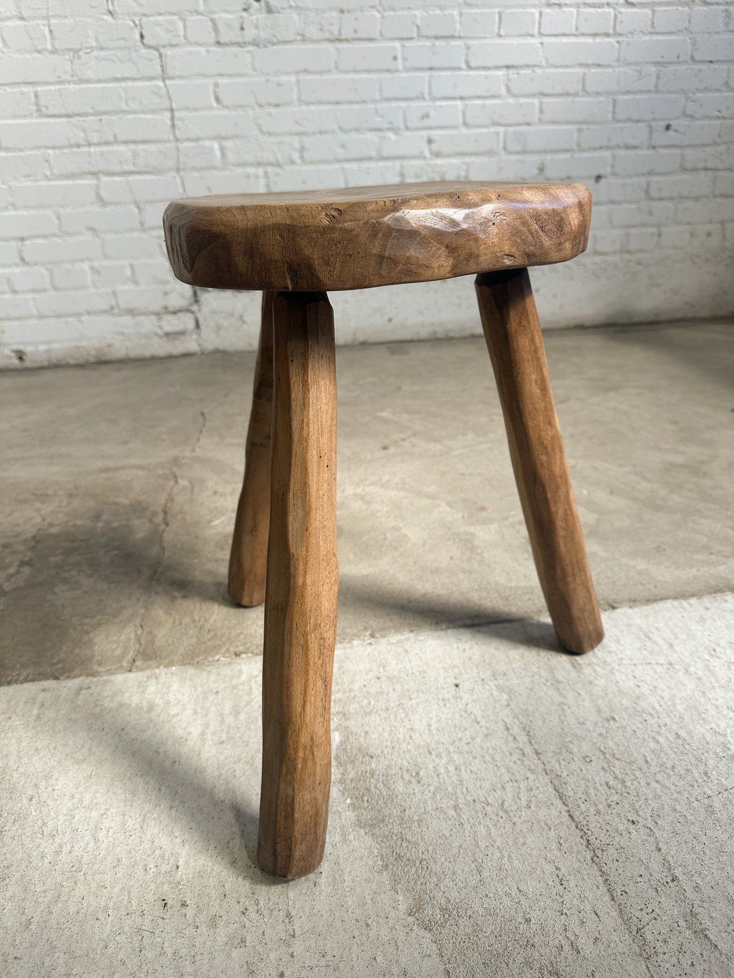 Antique French Elm Stool c. 1890