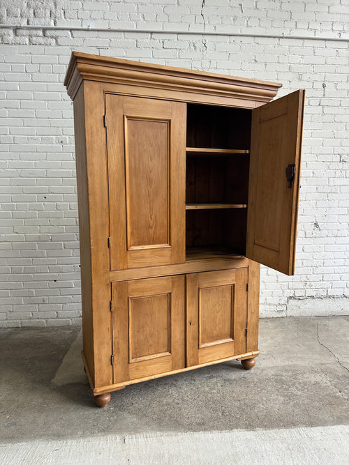 Antique Pine Four Door English Cupboard or Larder, c. 1880