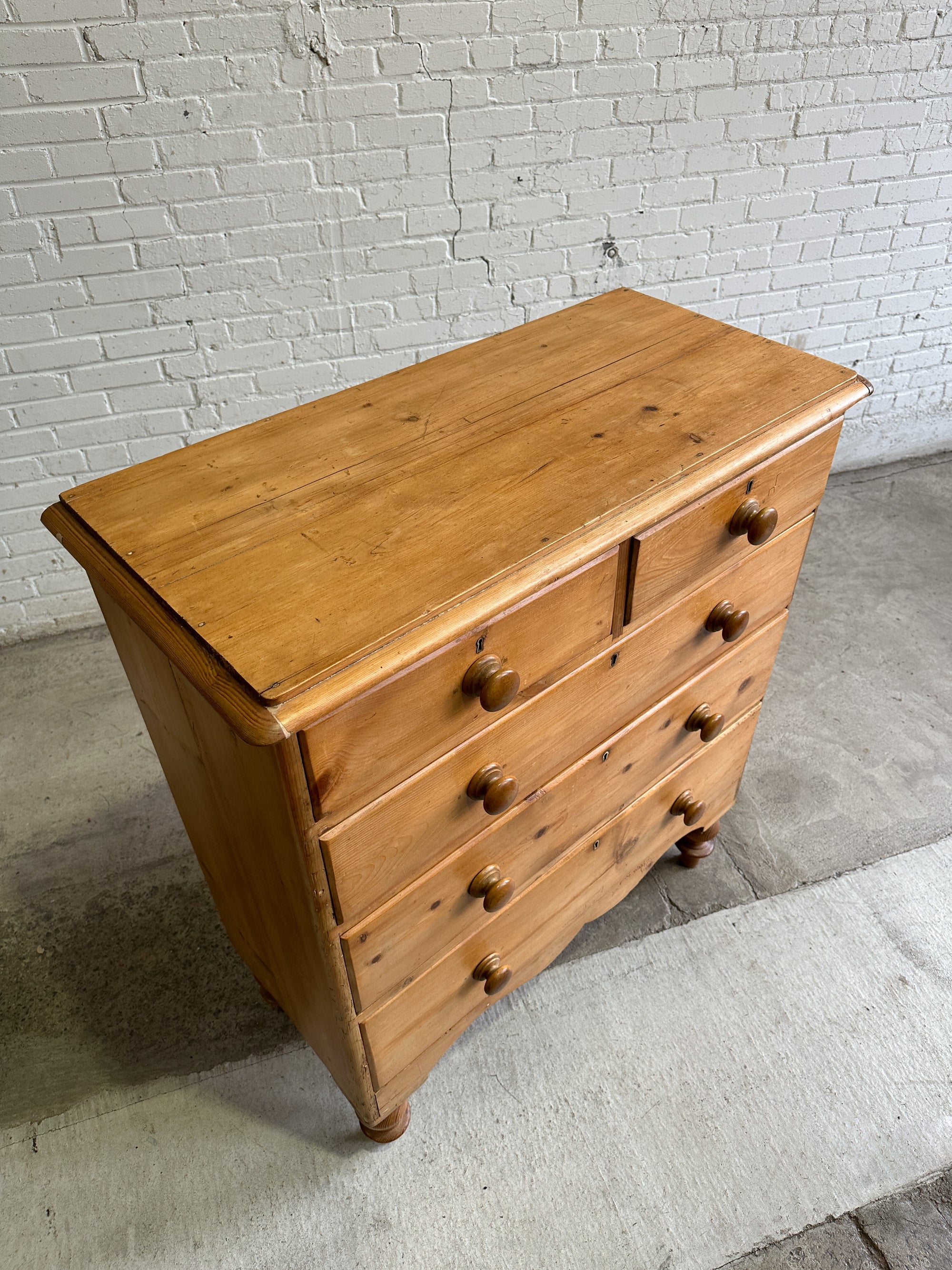 Tall Antique Pine English Chest of Drawers, c. 1870