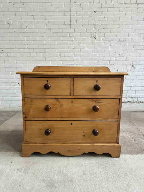Antique Pine Chest of Drawers with Mahogany Knobs c. 1890
