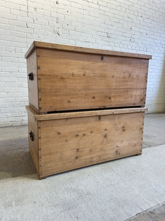 A Pair of English Antique Pine Boxes, c. 1890