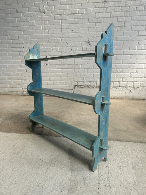 Antique Blue English Wall Shelf c. 1900
