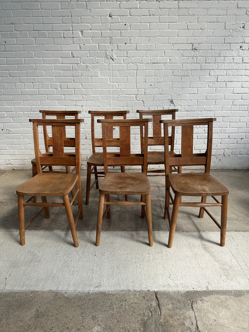 A Set of Six Antique English Chapel Chairs c. 1920