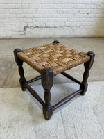 Antique English Woven Oak Stool c. 1910