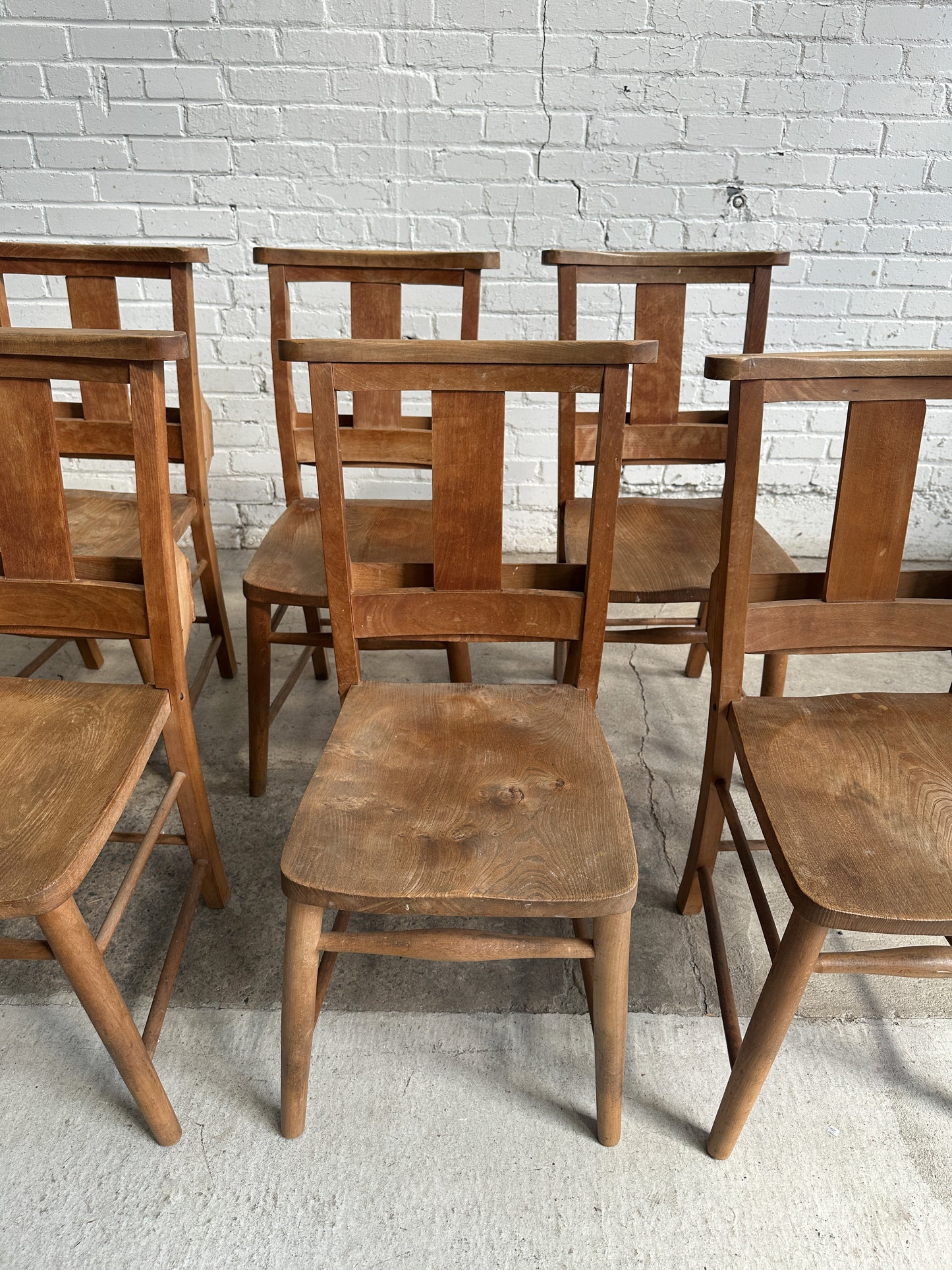 A Set of Six Antique English Chapel Chairs c. 1920