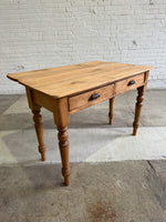 Antique Pine Two Drawer Drop Leaf Scullery Table, c. 1880