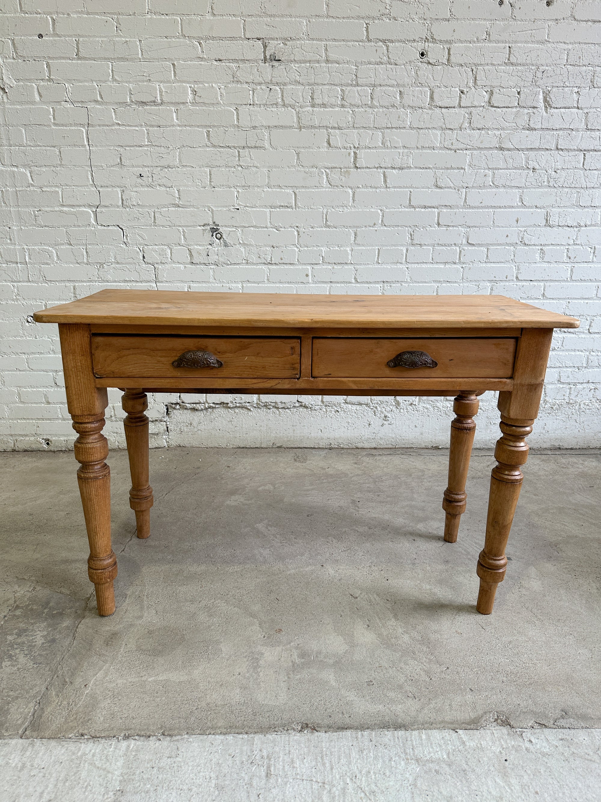 Antique Pine Two Drawer Drop Leaf Scullery Table, c. 1880