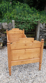 Petite Antique Pine Sleigh Bed c. 1900