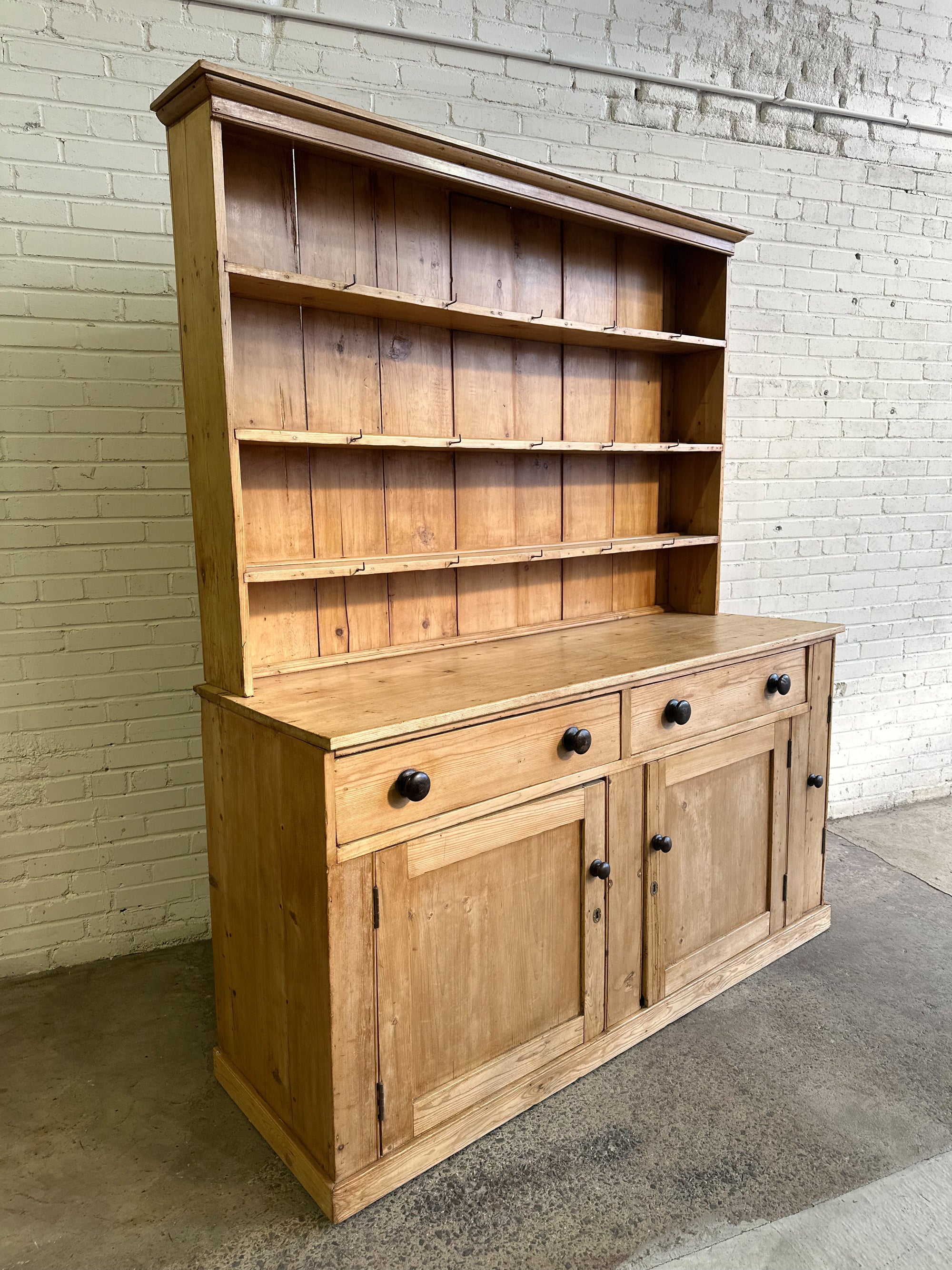 Large Antique Pine English Kitchen Dresser c. 1890