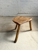 A Large Antique French Milking Stool with Shaped Seat, c. 1900