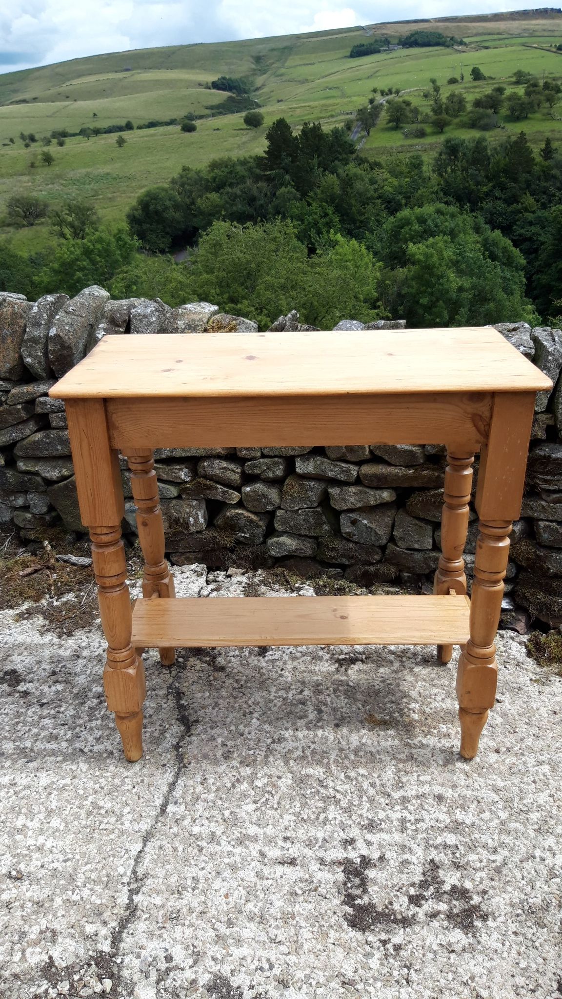 An English Antique Pine Side Table with Shelf c. 1890