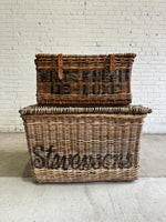 Antique English Mill Basket with Leather Straps, c. 1910
