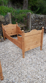 Antique Pine Sleigh Bed with Swoopy Side Rails, c. 1900