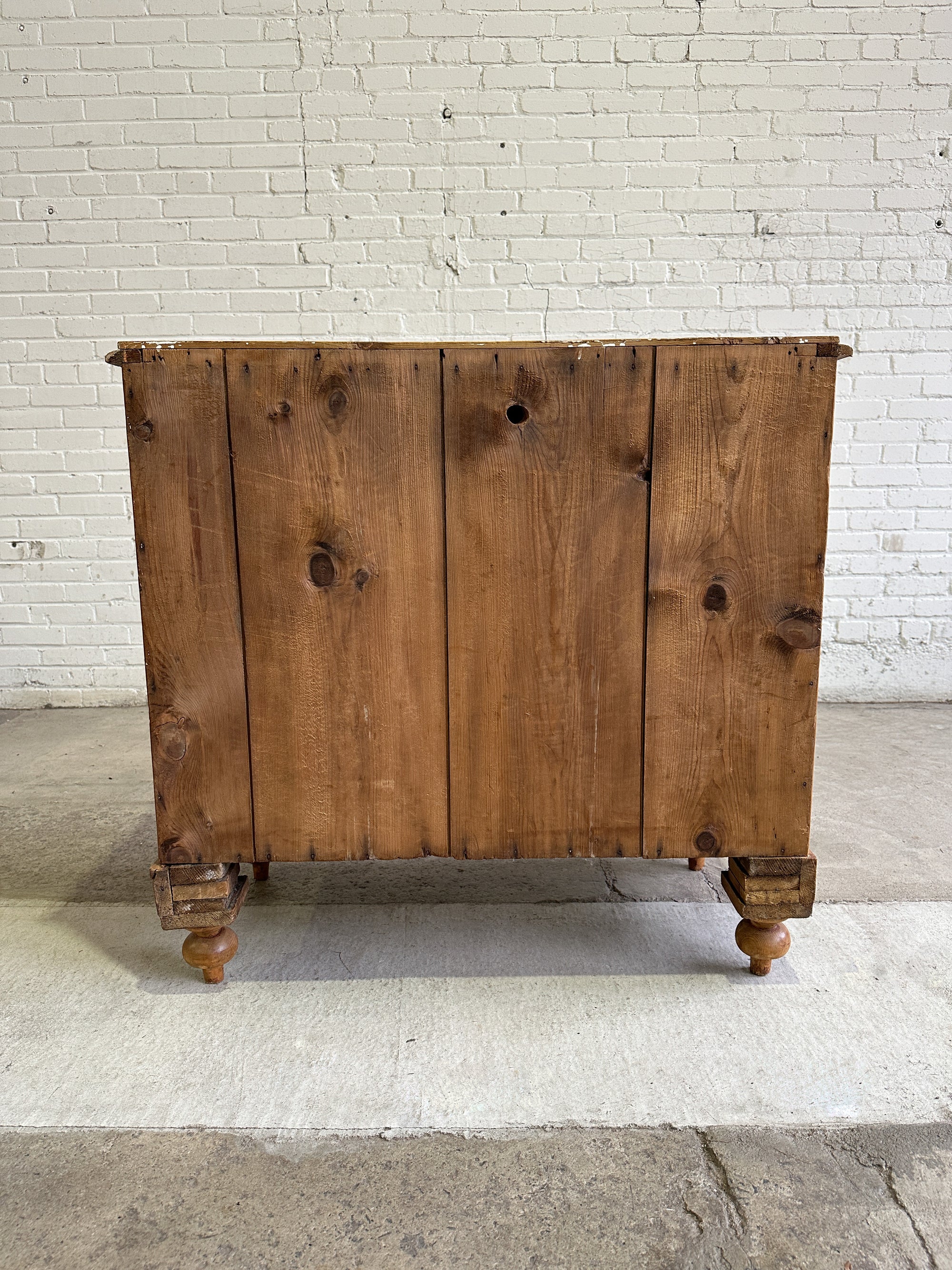 Antique Pine English Chest of Drawers with Ceramic Knobs c. 1900