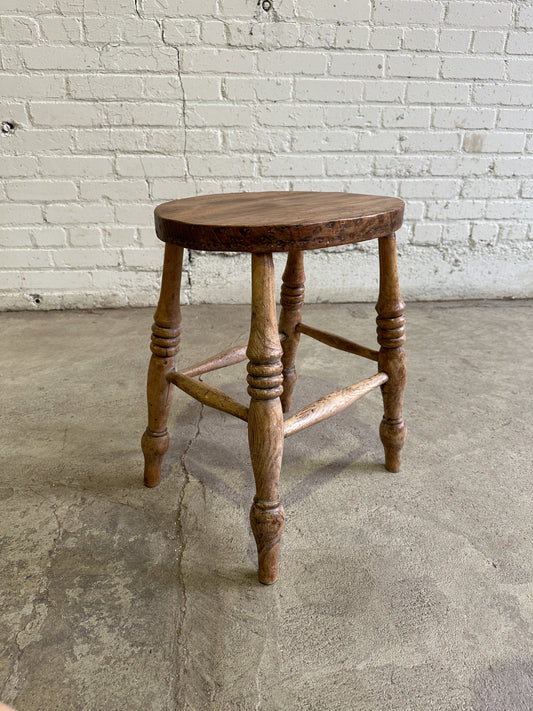 Antique Pine Stool with Oval Top, c. 1880