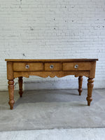 **On Hold** Antique Pine Harvest Table with Glass Knobs c. 1840