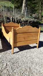 Wide Antique Pine Sleigh Bed c. 1890