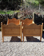 A Pair of Antique Pine Sleigh Beds c. 1900