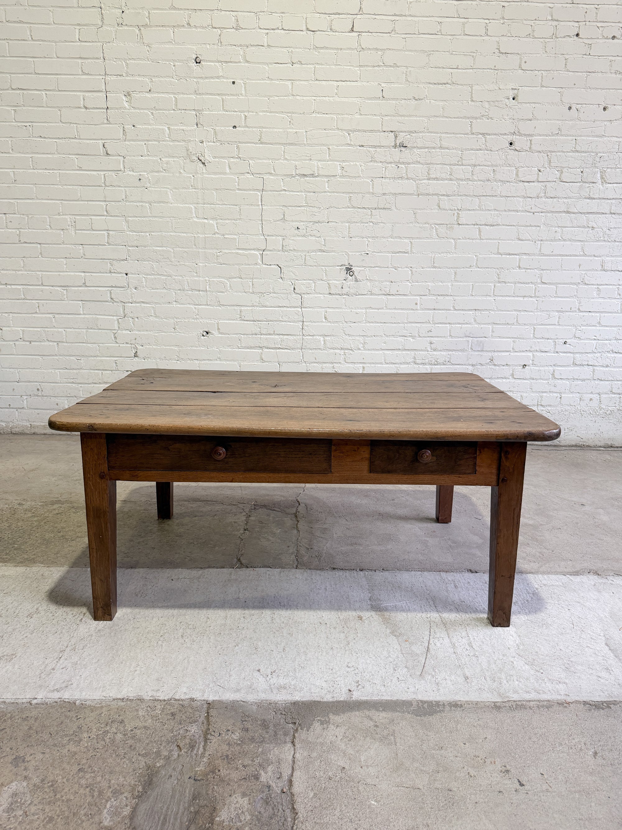 Antique French Oak Two Drawer Coffee Table c. 1860