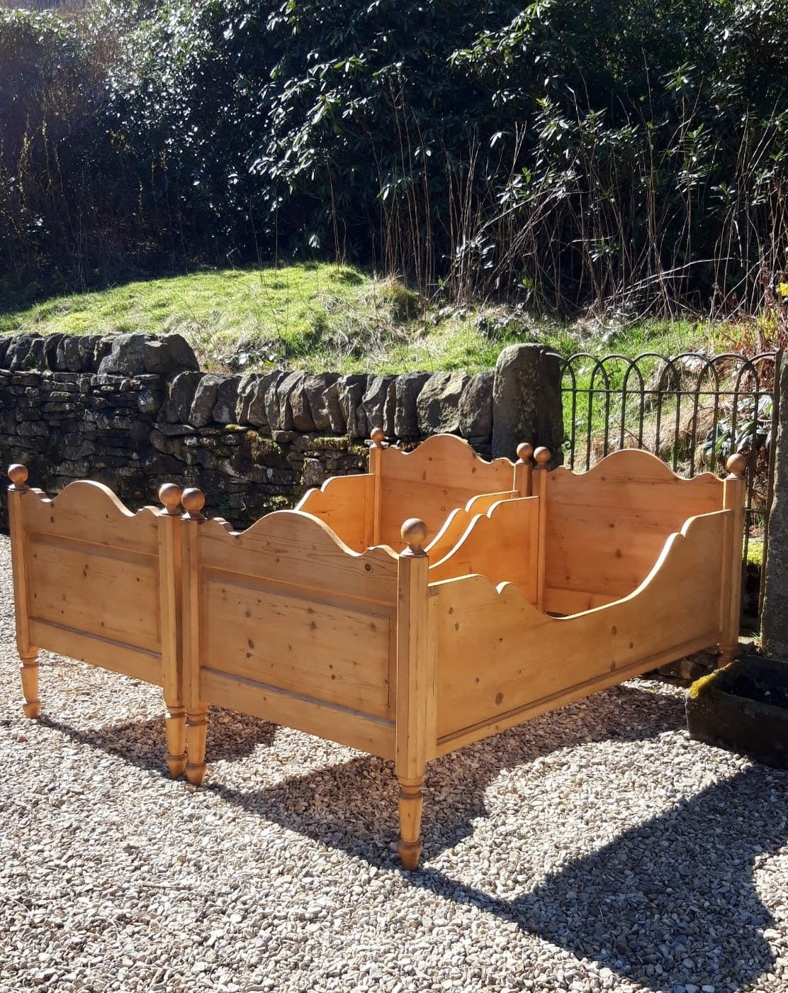 A Pair of Antique Pine Sleigh Beds c. 1900