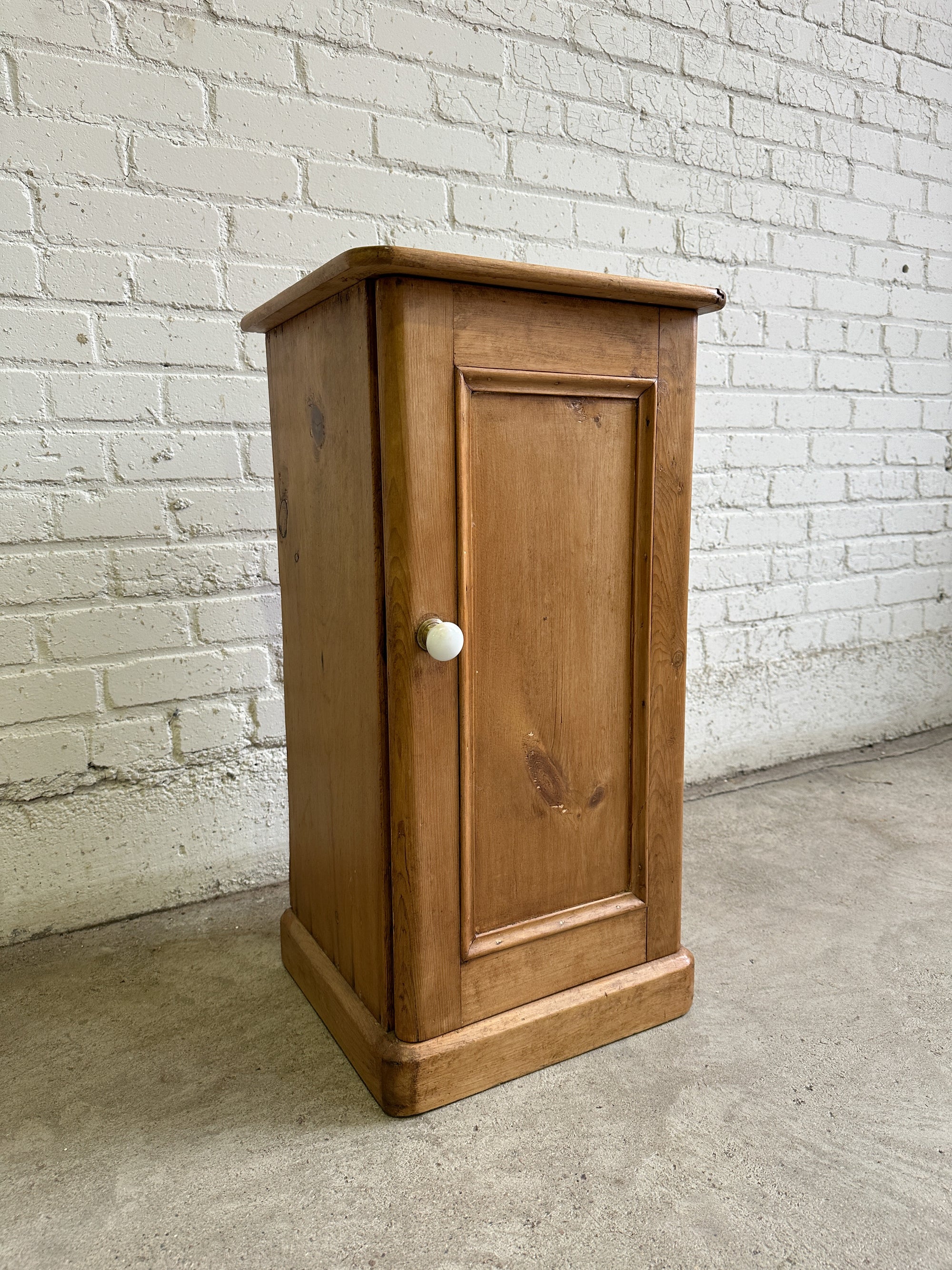 Antique English Bedside Cupboard with Ceramic Knob