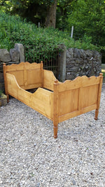 Antique Pine Sleigh Bed with Deep Side Rails c. 1890