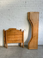 Petite Antique Pine Sleigh Bed c. 1900