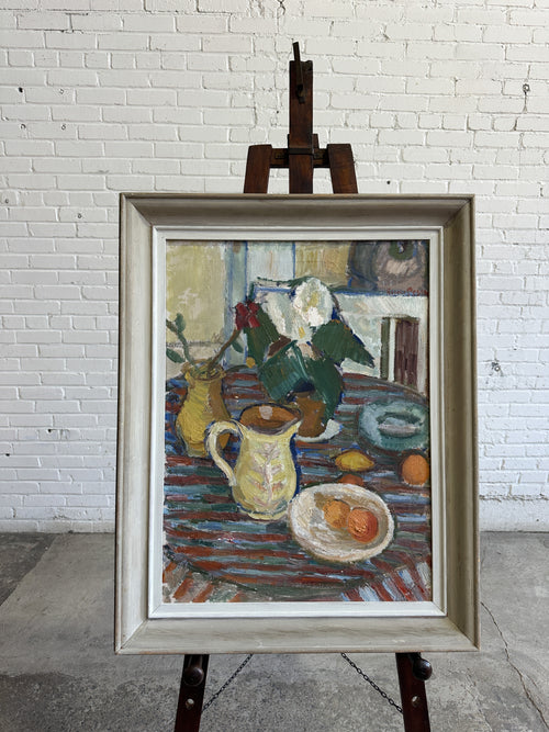 Swedish Oil Still Life with Jug and Oranges by Rune Person