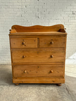 Antique Pine English Chest of Drawers with Flared Upstand c. 1880