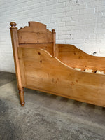 Petite Antique Pine Sleigh Bed c. 1900