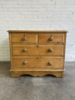 Antique Pine Chest of Drawers with Wavy Skirt, c. 1890
