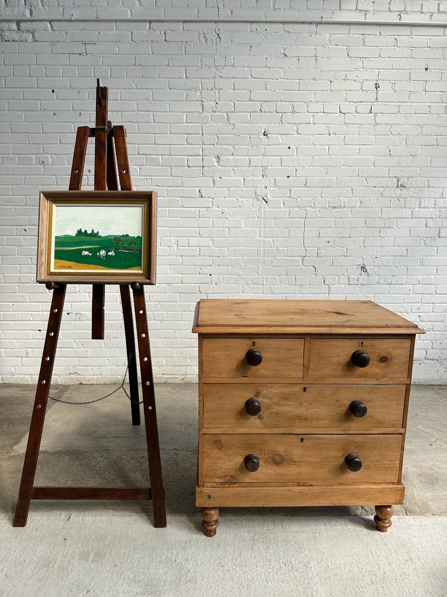 A Vintage Swedish Oil with Sheep in Field by Sigfrid Bengtsson