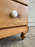 Antique Pine English Chest of Drawers with Ceramic Knobs c. 1900