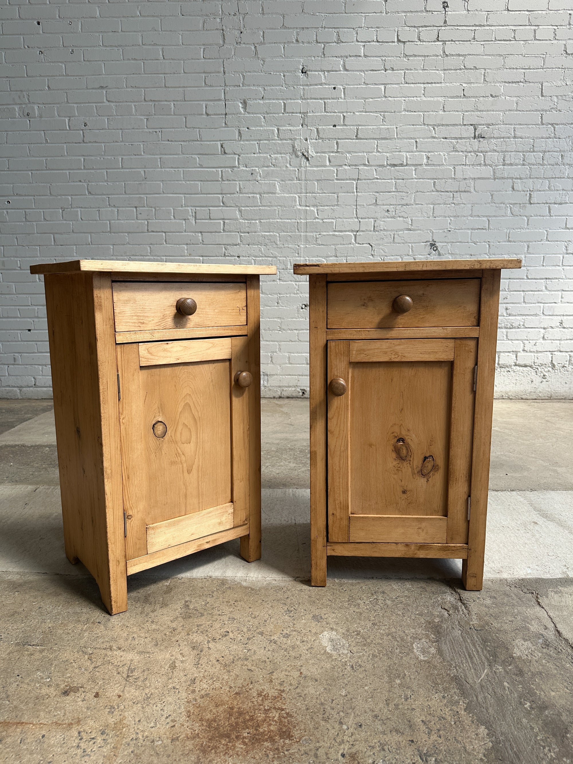 **on hold** A Pair of Antique Pine English Nightstands, c. 1900