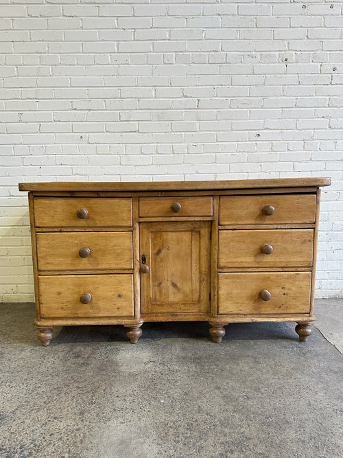 Antique Pine and Sycamore English Sideboard c. 1875
