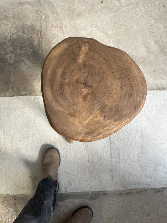 Antique French Elm Stool c. 1890