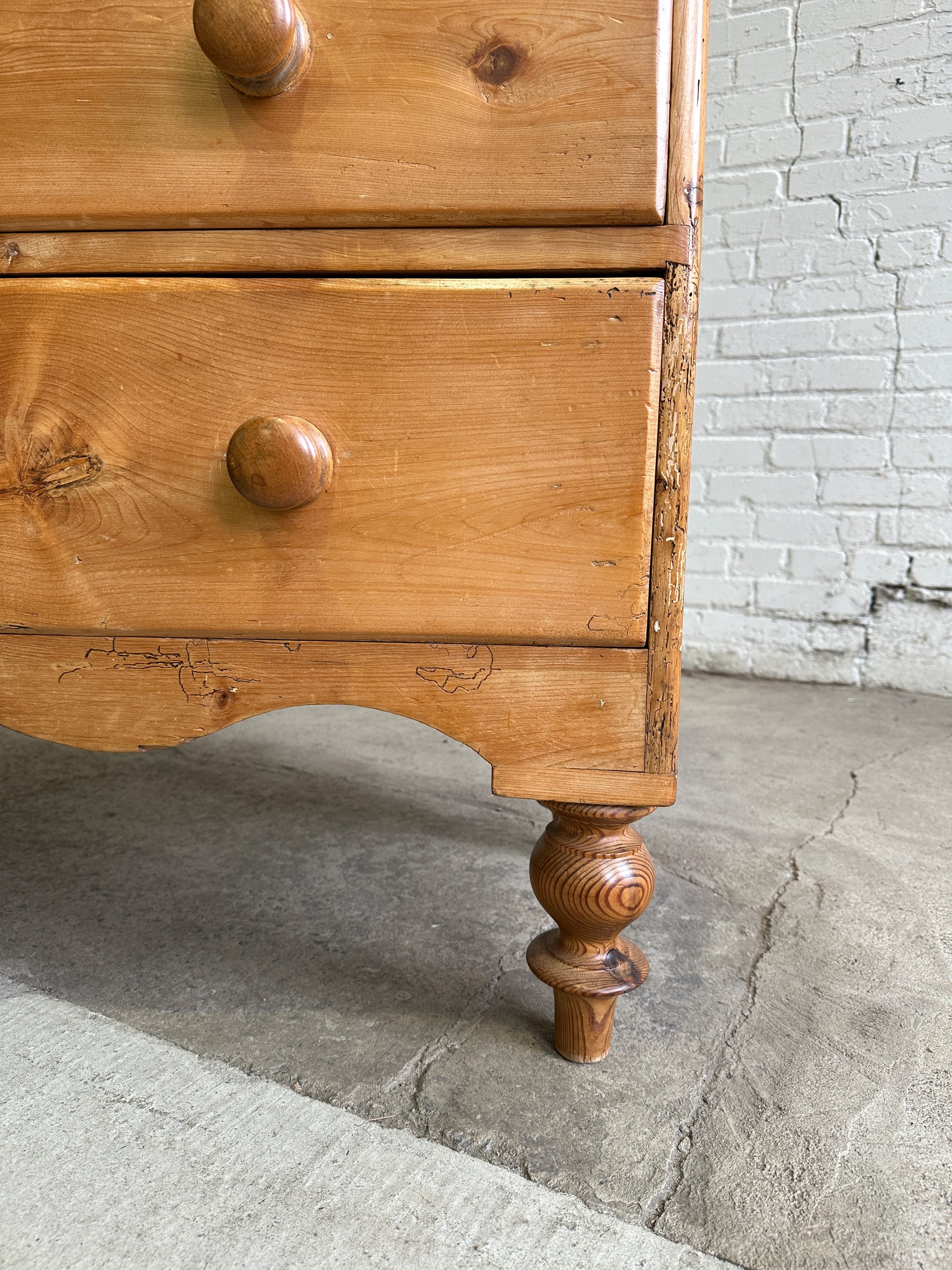 Tall Antique Pine English Chest of Drawers, c. 1870