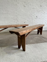 A Pair of 6-Foot English Antique Pine Benches c. 1875