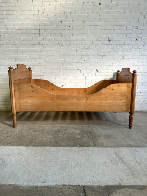Petite Antique Pine Sleigh Bed c. 1900