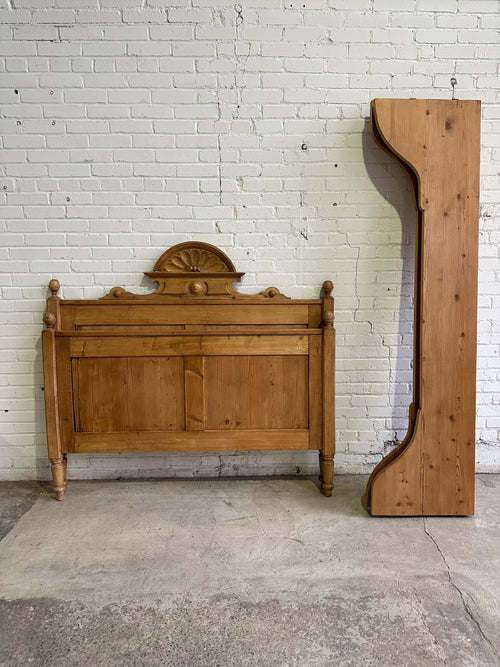 Extra Wide Full Antique Pine Sleigh Bed c. 1890