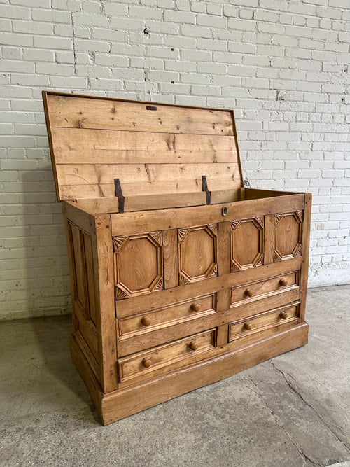 Extra Large Antique English Elm Chest c. 1820
