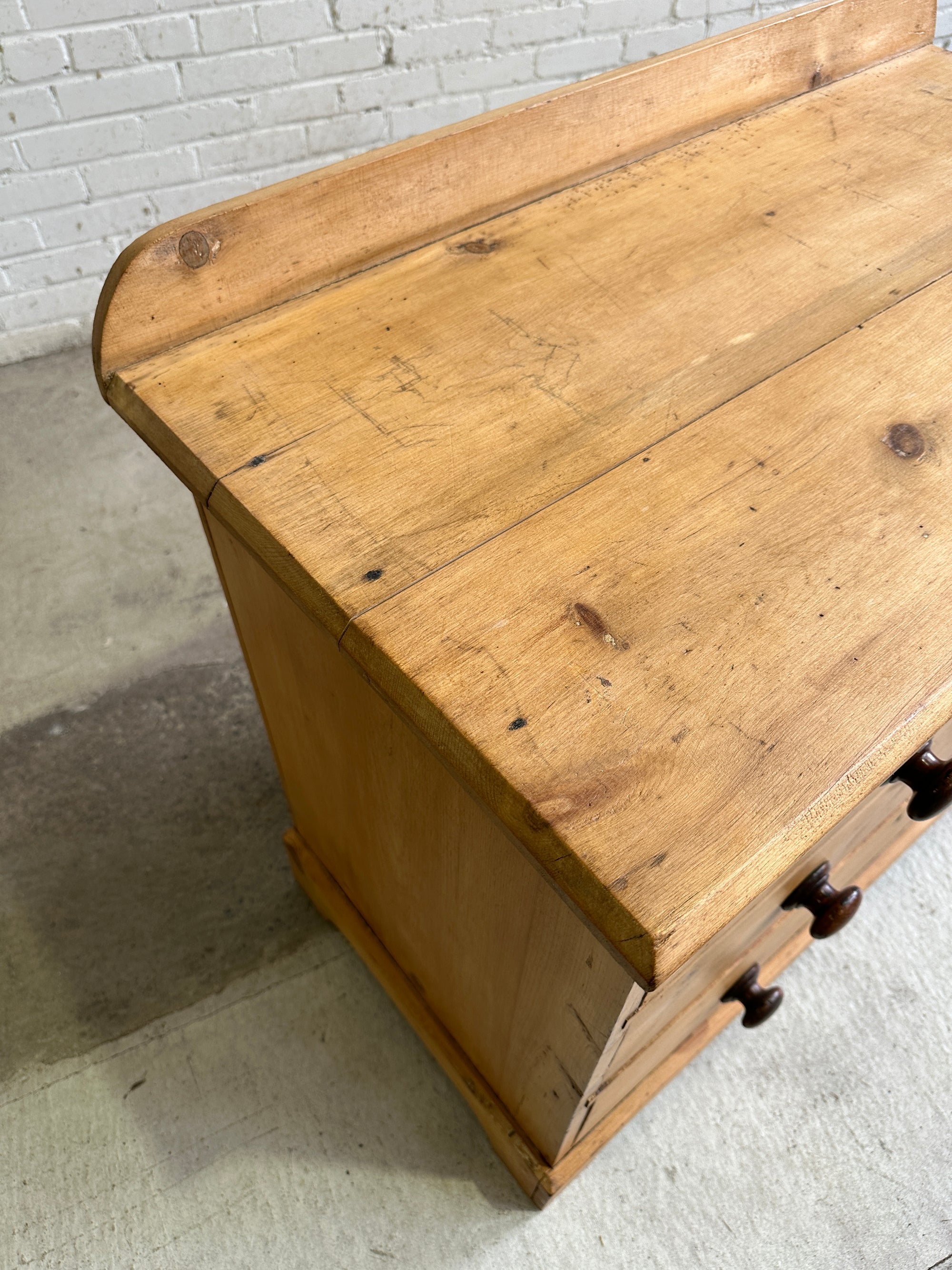 Antique Pine Chest of Drawers with Mahogany Knobs c. 1890