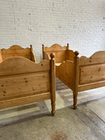 A Pair of Antique Pine Sleigh Beds c. 1900
