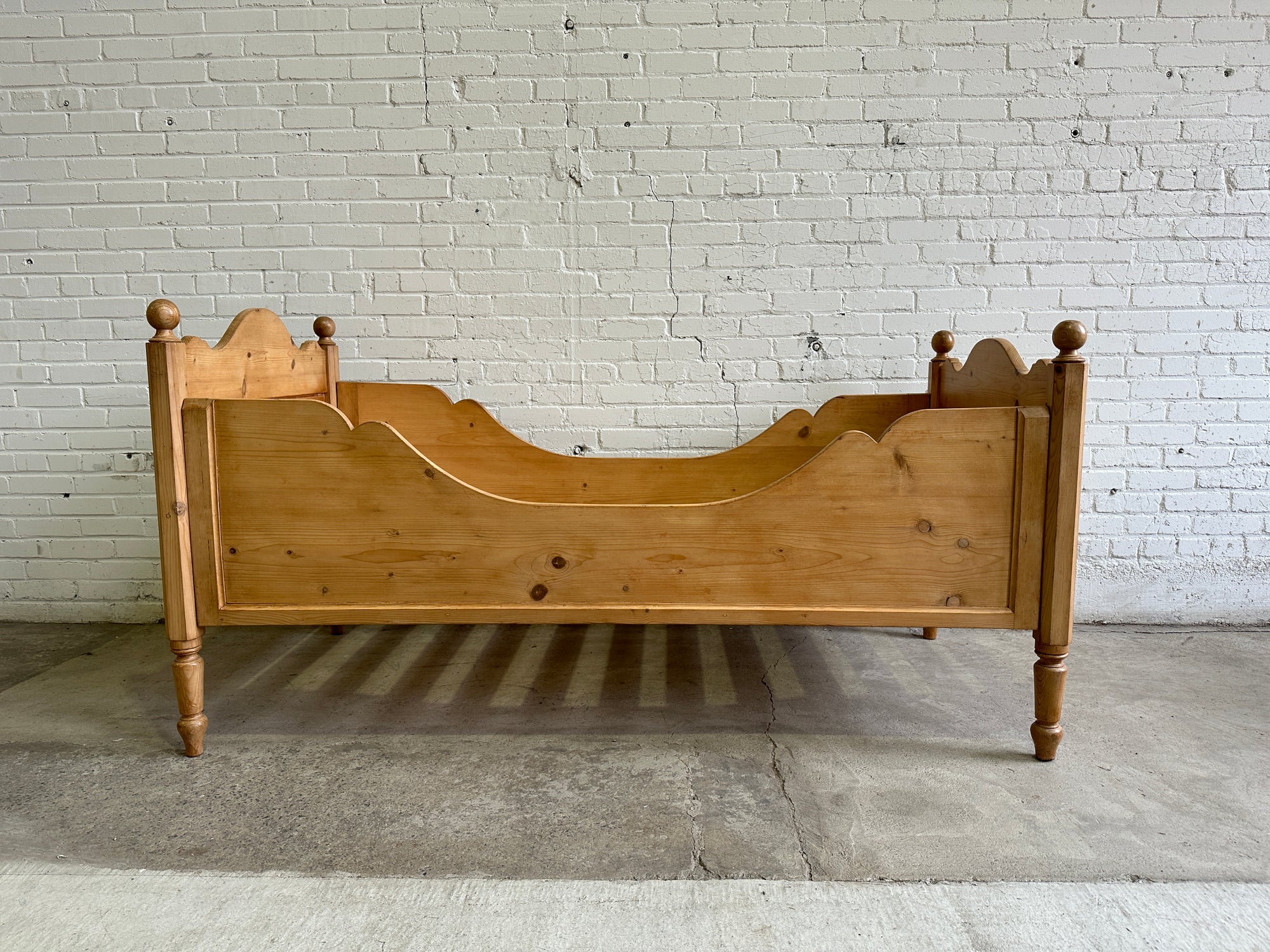 A Pair of Antique Pine Sleigh Beds c. 1900