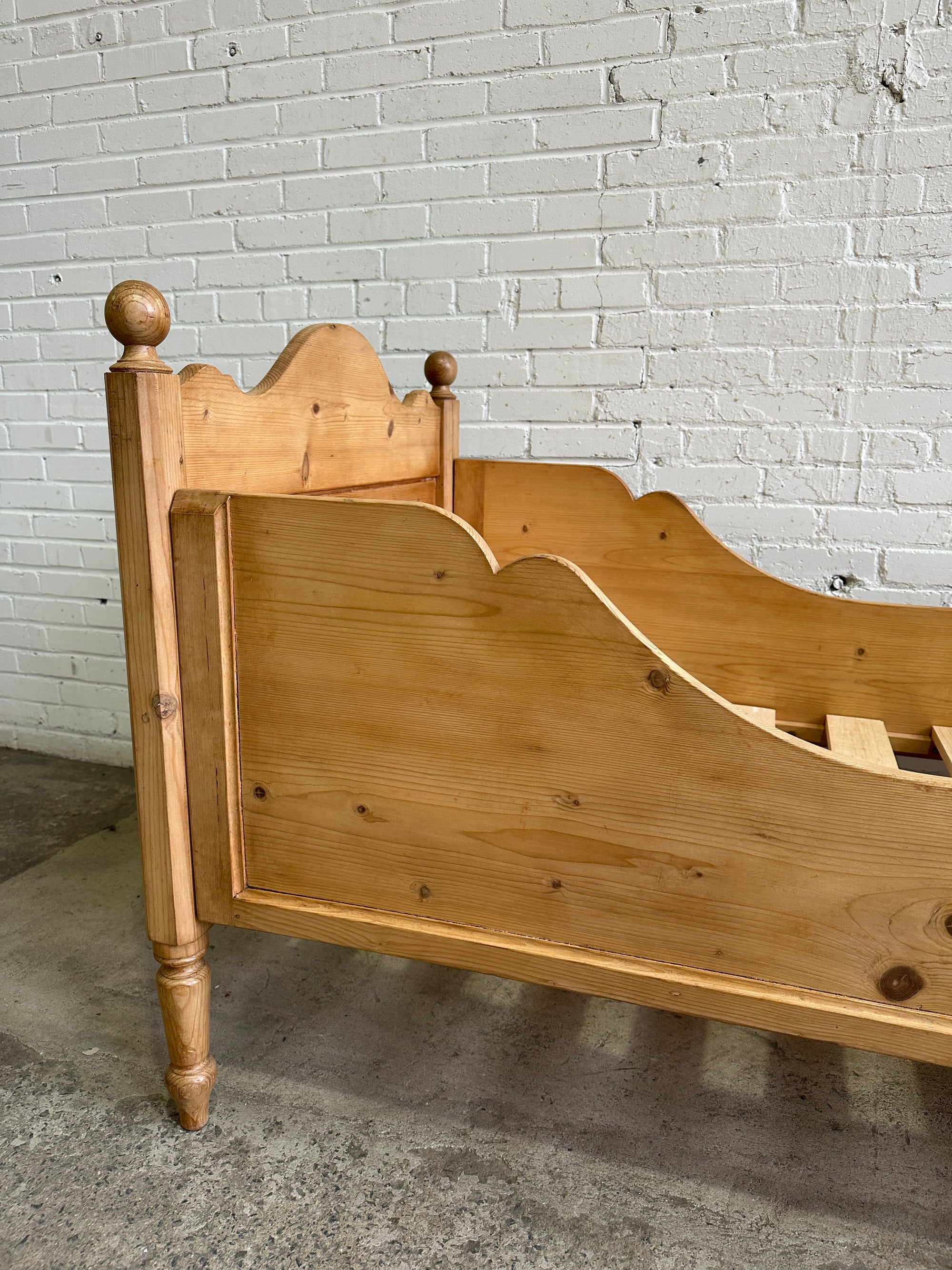 A Pair of Antique Pine Sleigh Beds c. 1900