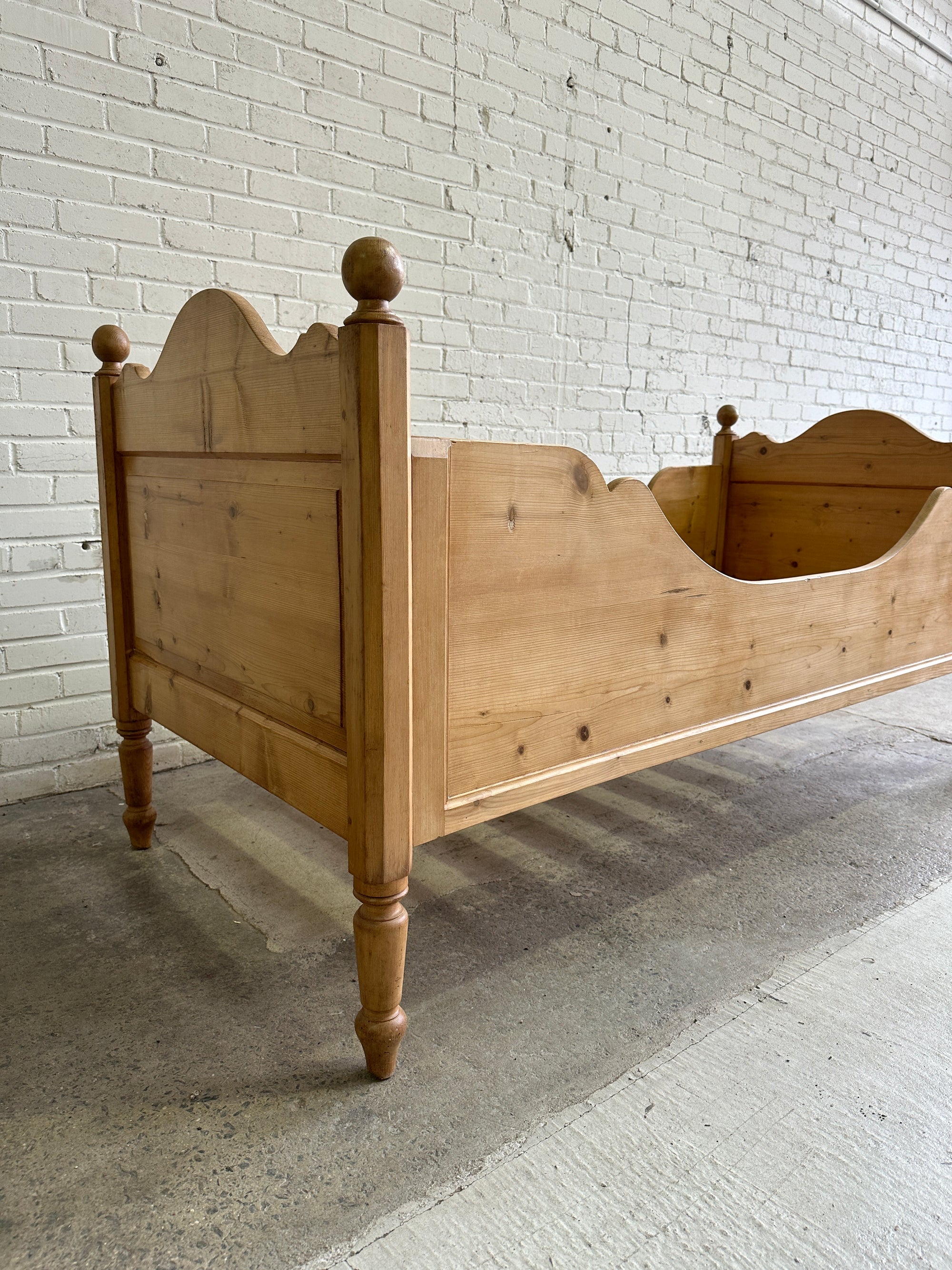 A Pair of Antique Pine Sleigh Beds c. 1900