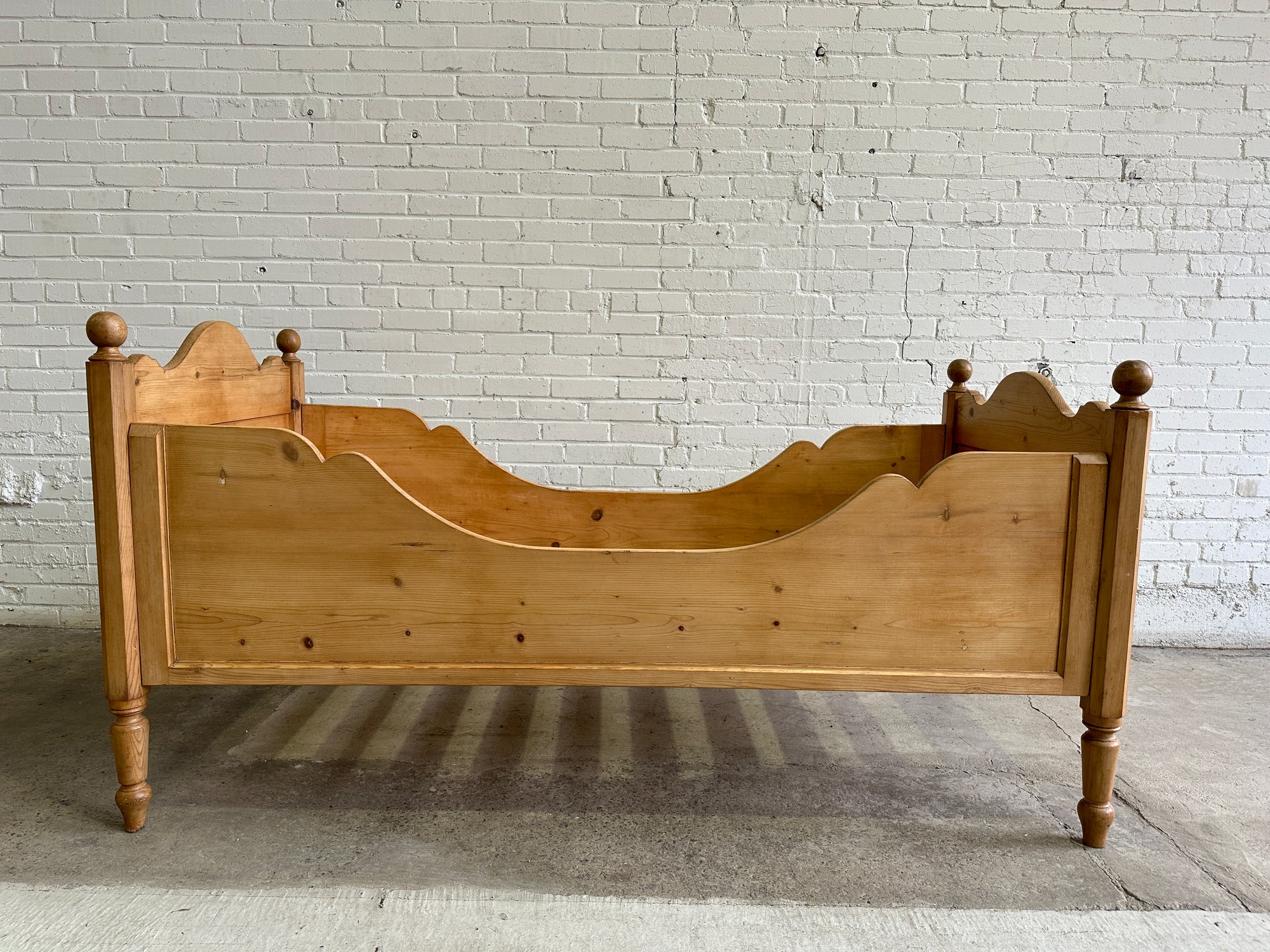 A Pair of Antique Pine Sleigh Beds c. 1900